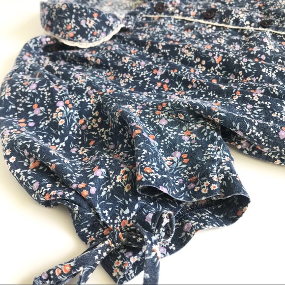 Vintage Floral Print Button Down Puffy Sleeve Top Coastal Cowboy Grandma Small - Picture 3 of 4